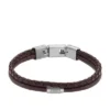 Bracelet multi-rangs en cuir marron à texture moletée