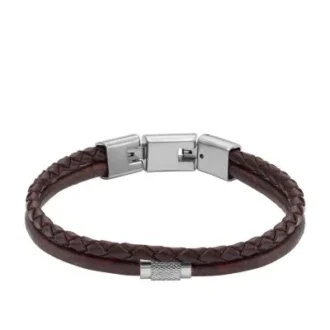 Bracelet multi-rangs en cuir marron à texture moletée Bracelet multi-rangs en cuir marron à texture moletée