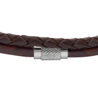 Bracelet multi-rangs en cuir marron à texture moletée Bracelet multi-rangs en cuir marron à texture moletée