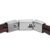 Bracelet multi-rangs en cuir marron à texture moletée