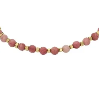 Bracelet multi-rangs en rhodochrosite rose empilable