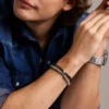 Bracelet multi-rangs Townsman Beads en cuir noir Bracelet multi-rangs Townsman Beads en cuir noir