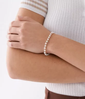 Bracelet à perles avec chaîne en quartz rose