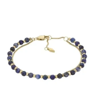 Bracelet à perles en lapis-lazuli reconstitué bleu empilé