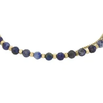 Bracelet à perles en lapis-lazuli reconstitué bleu empilé