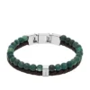 Bracelet à plusieurs rangs en cuir marron et perles Townsman