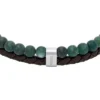 Bracelet à plusieurs rangs en cuir marron et perles Townsman