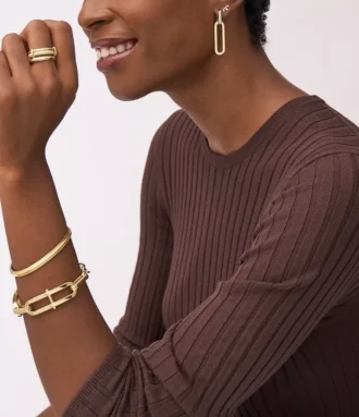 Bracelet rigide en acier inoxydable doré Harlow Linear Texture