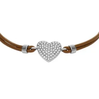 Bracelet Sutton Glitz Heart en cuir marron