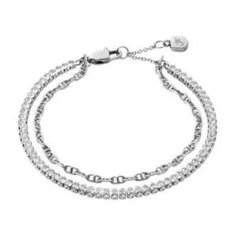Bracelet tennis Heritage D-Link en laiton argenté