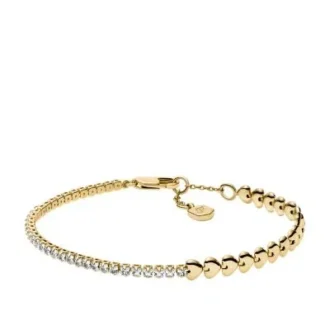 Bracelet tennis Sutton Love-All en laiton doré avec maillons en forme de cœur