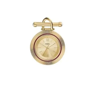 Broche-montre Scarlette à trois aiguilles en acier inoxydable doré