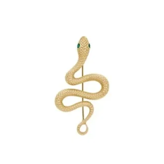 Broche serpent en acier inoxydable doré