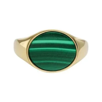 Collection Ellis Signet Bague chevalière en malachite verte Collection Ellis Signet Bague chevalière en malachite verte