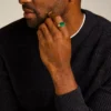 Collection Ellis Signet Bague chevalière en malachite verte Collection Ellis Signet Bague chevalière en malachite verte