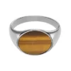 Collection Ellis Signet Bague chevalière œil-de-tigre marron Collection Ellis Signet Bague chevalière œil-de-tigre marron