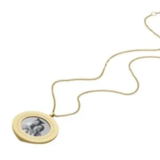 Collection Harlow Locket Collier pendentif en acier inoxydable doré