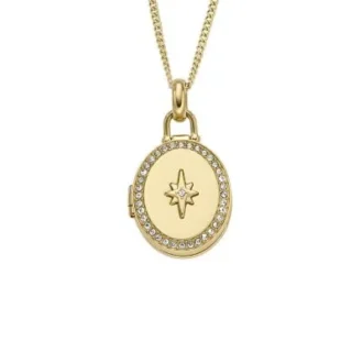 Collection Sadie Locket Collier pendentif en acier inoxydable doré