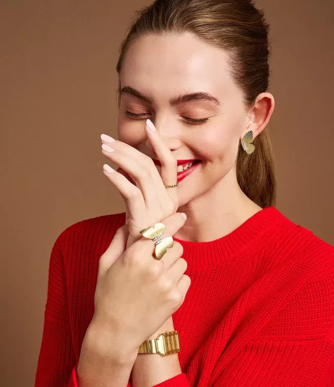 Collection Sutton Butterfly Bague centrale en acier inoxydable doré Collection Sutton Butterfly Bague centrale en acier inoxydable doré