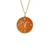 Collier avec pendentif en acier inoxydable doré et cornaline rouge du signe du Bélier Sutton Zodiac Collier avec pendentif en acier inoxydable doré et cornaline rouge du signe du Bélier Sutton Zodiac