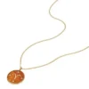 Collier avec pendentif en acier inoxydable doré et cornaline rouge du signe du Bélier Sutton Zodiac Collier avec pendentif en acier inoxydable doré et cornaline rouge du signe du Bélier Sutton Zodiac