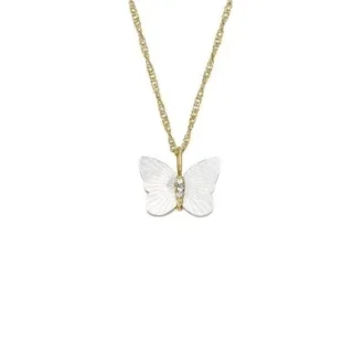 Collier à chaîne Sutton Radiant Wings avec papillon en nacre blanche