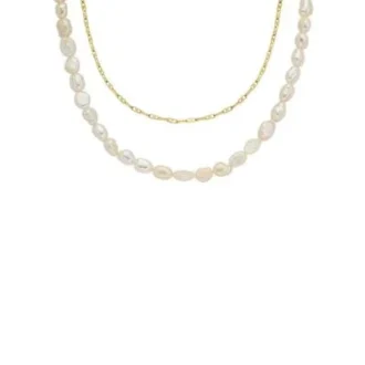 Collier double Heritage Pearl D-Link en perles d&rsquo;eau douce blanches