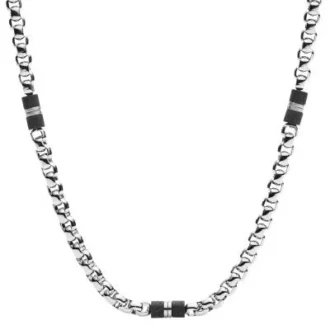 Collier Ellis en marbre noir et perles en acier inoxydable