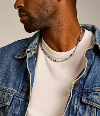 Collier Ellis en marbre noir et perles en acier inoxydable