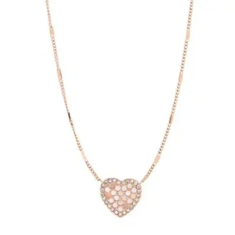 Collier en acier inoxydable doré à l&rsquo;or rose avec cœur en mosaïque