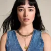 Collier Heritage D-Link en acier inoxydable doré avec chaîne en Y