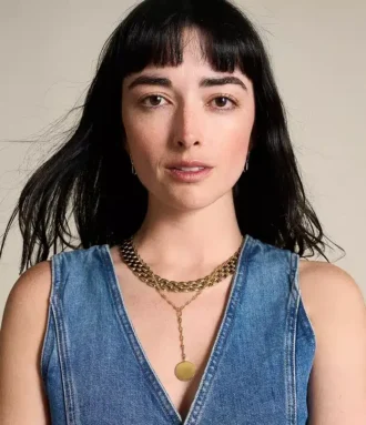 Collier Heritage D-Link en acier inoxydable doré avec chaîne en Y