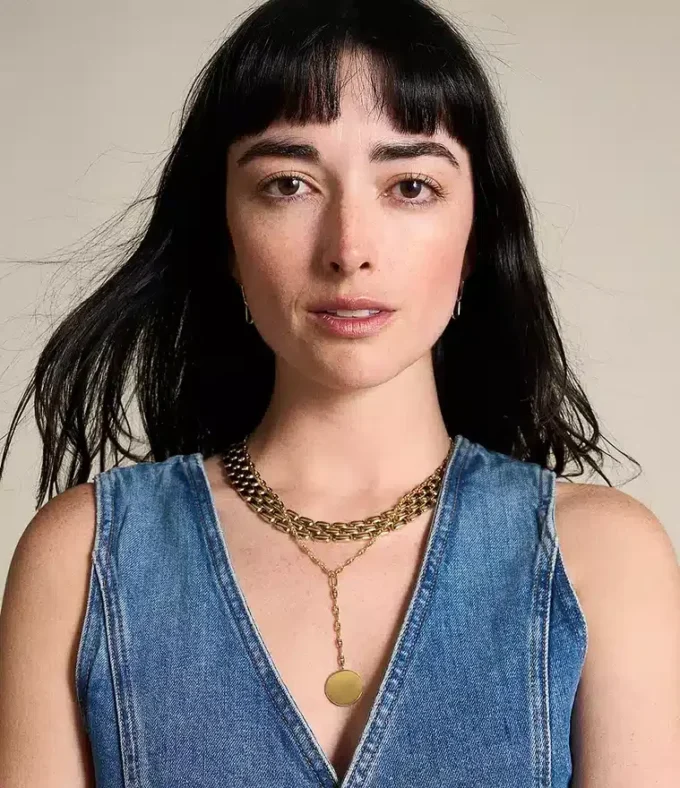 Collier Heritage D-Link en acier inoxydable doré avec chaîne en Y