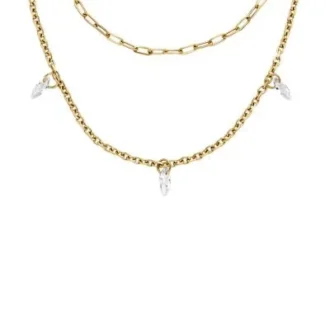 Collier multi-rangs Ellis Shaky Glitz en acier inoxydable doré