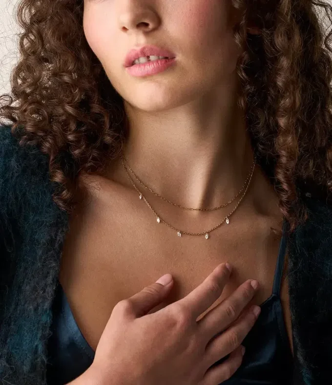 Collier multi-rangs Ellis Shaky Glitz en acier inoxydable doré