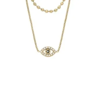 Collier multi-rangs Sutton Evil Eye en acier inoxydable doré