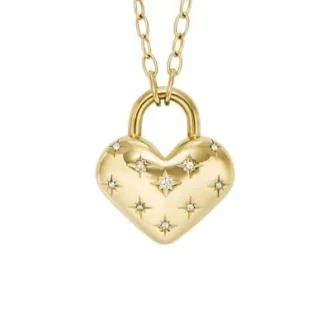 Collier pendentif cœur en acier inoxydable doré Sadie All My Love