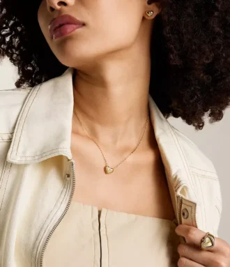 Collier pendentif cœur en acier inoxydable doré Sadie All My Love