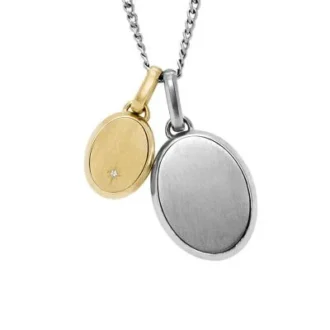 Collier pendentif Ellis en acier inoxydable bicolore