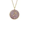 Collier pendentif en acier inoxydable doré avec améthyste violette du signe du Sagittaire Sutton Zodiac
