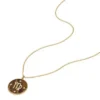 Collier pendentif en acier inoxydable doré avec œil de tigre Virgo Sutton Zodiac