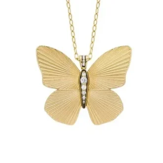 Collier pendentif en acier inoxydable doré de la collection Sutton Butterfly