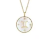 Collier pendentif en acier inoxydable doré et nacre blanche Gemini Sutton Zodiac