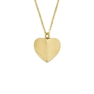 Collier pendentif Harlow Linear Texture Heart en acier inoxydable doré