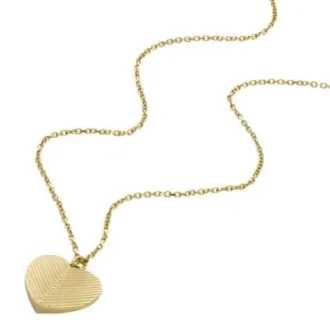 Collier pendentif Harlow Linear Texture Heart en acier inoxydable doré