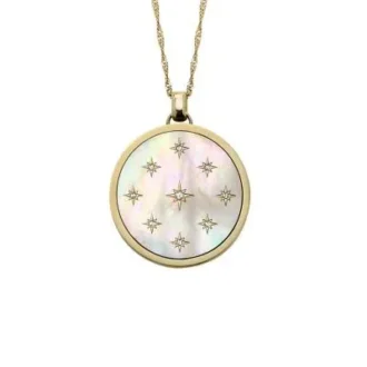 Collier pendentif Merrit Classic en acier inoxydable doré et nacre