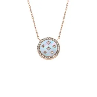 Collier pendentif Merrit Classic en acier inoxydable doré à l&rsquo;or rose et nacre