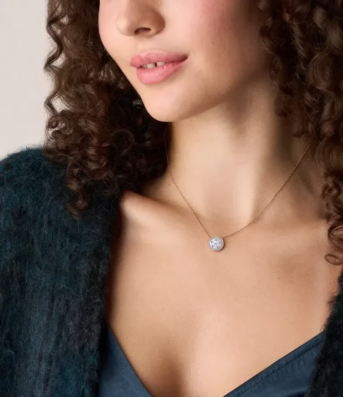 Collier pendentif Merrit Classic en acier inoxydable doré à l&rsquo;or rose et nacre