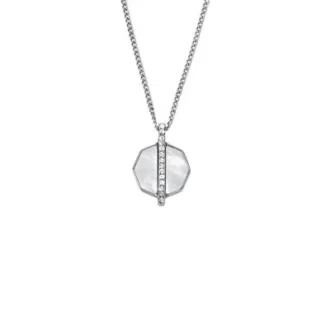Collier pendentif Merrit Timeless en acier inoxydable argenté et nacre