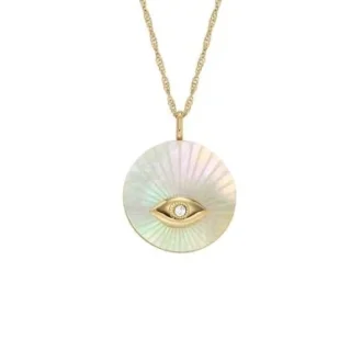 Collier pendentif Sutton Evil Eye en acier inoxydable doré